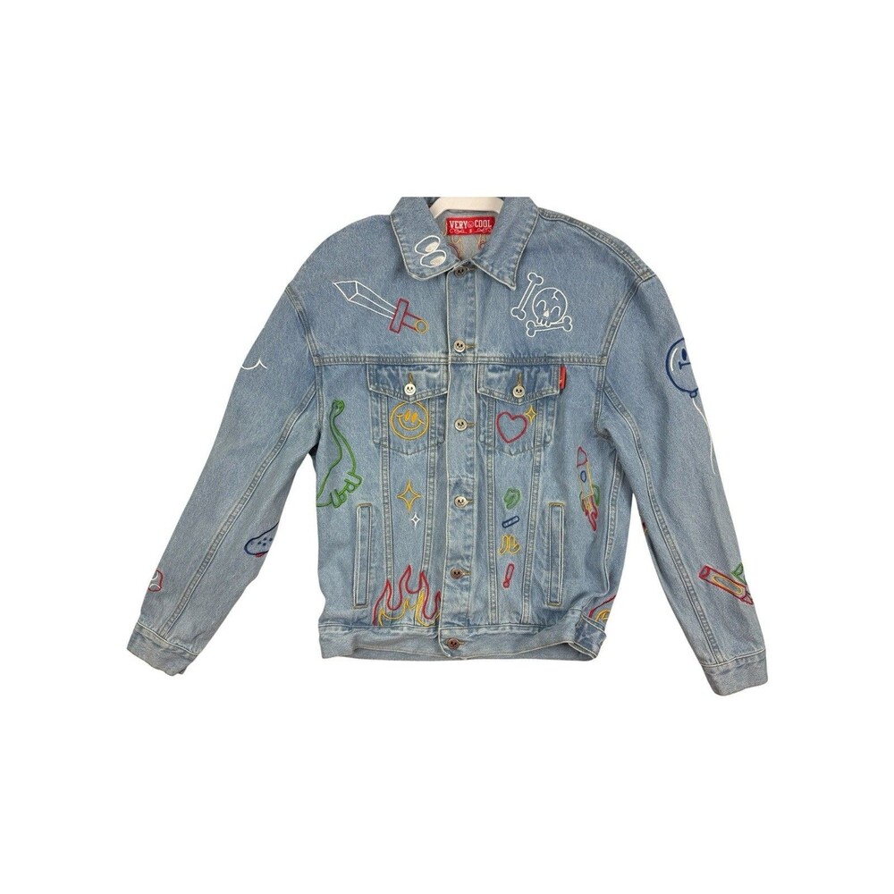 Cool Shirtz "Play Cool" Denim jacket Sz Small
